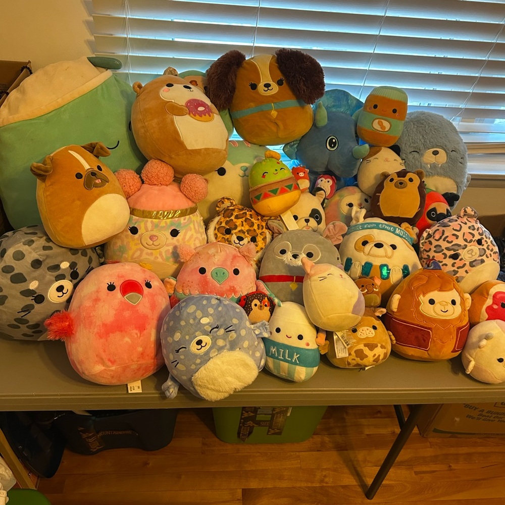 35ish (incase I miscounted) Squishmallows.